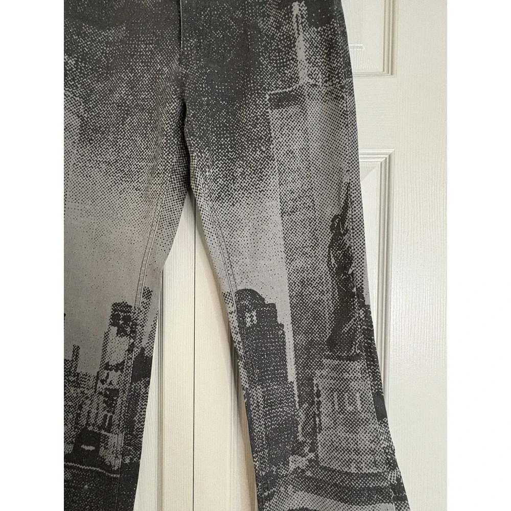 Y2K Vintage 90s‎ Rare CREST Jeans Gray City Artist Skyline Flare Women Sz 1/2